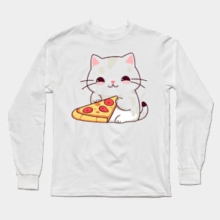 Cat and Pizza Long Sleeve T-Shirt